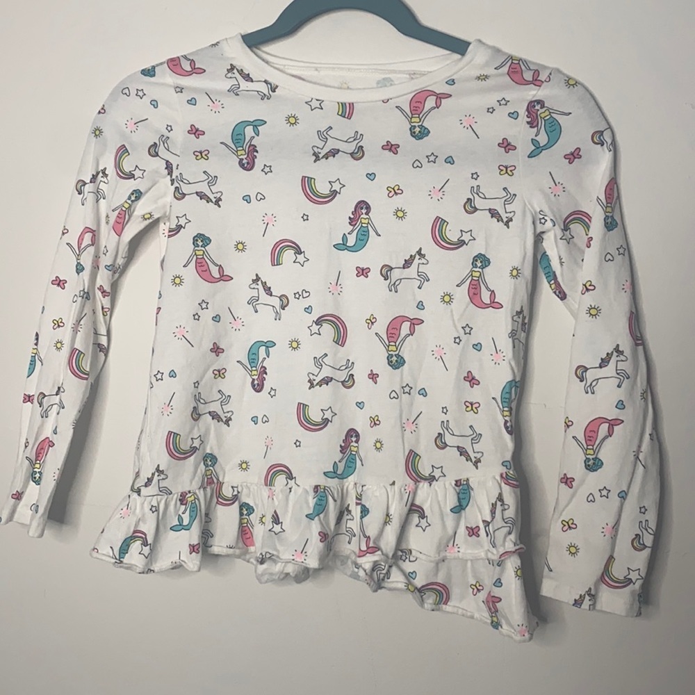 Carters kid mermaid unicorn long sleeve ruffle shirt